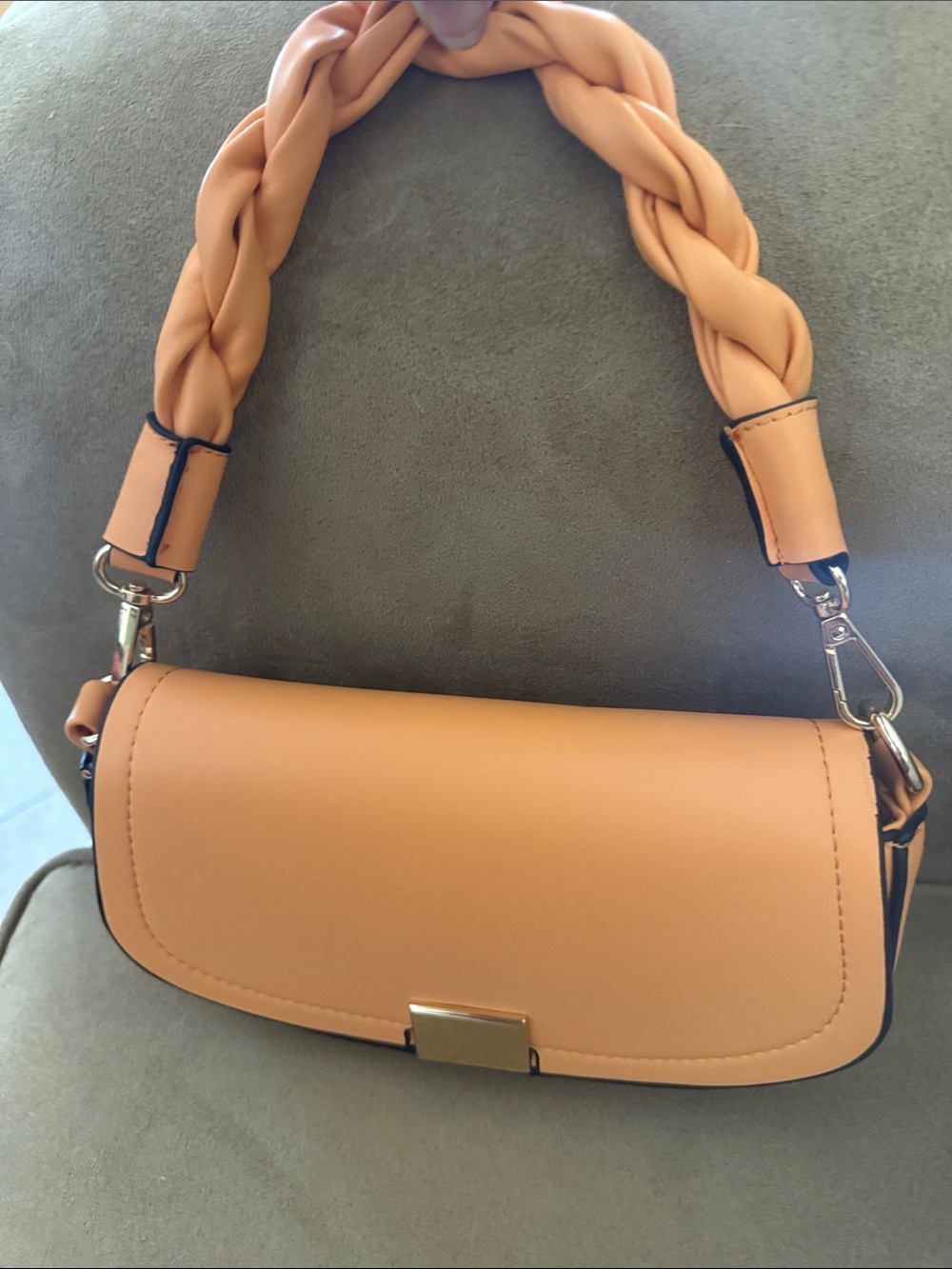 Braided-Handle Crossbody Bag in Tan